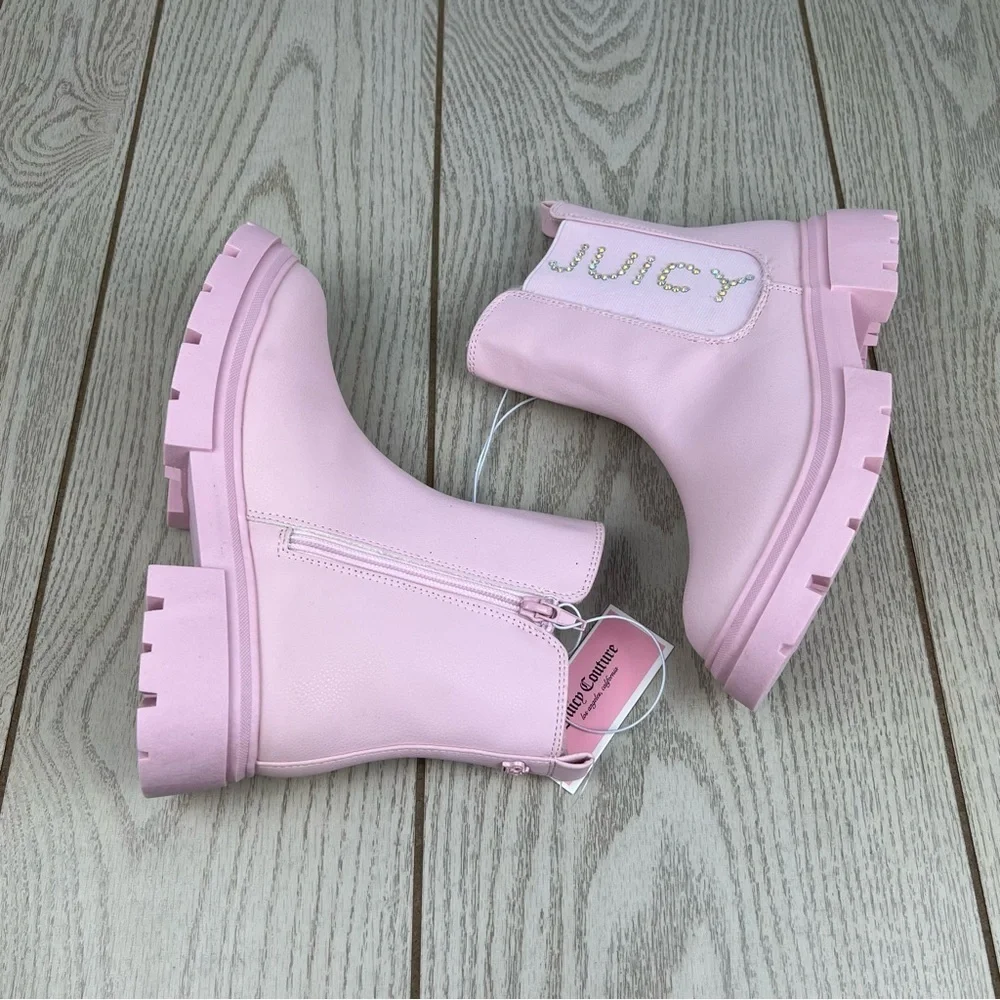 Juicy Couture Girl's Carlsbad Gem Embellished Boots 4 Kids Pink $50 FB3090